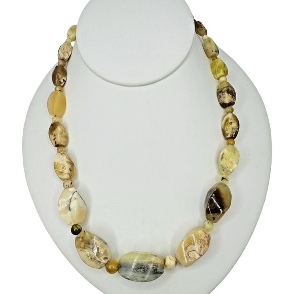 Jay King DTR 925 Sterling Silver Speckled Yellow Agate Necklace 21.5" Adjustable